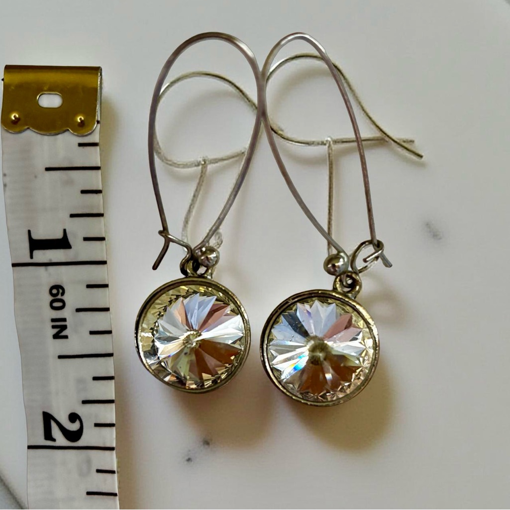 Express Silver Dangle Earrings With Clear Gemstones 15$